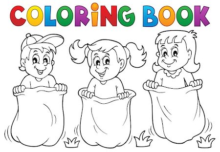 Coloring book children playing theme 1 - eps10 vector illustration. Stock Photo - Budget Royalty-Free & Subscription, Code: 400-08077844