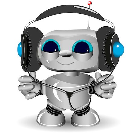 simsearch:400-04405278,k - Illustration of a White robot listen to anything Fotografie stock - Microstock e Abbonamento, Codice: 400-08077879