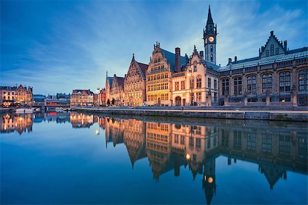 simsearch:400-08076016,k - Image of Ghent, Belgium during twilight blue hour. Stock Photo - Budget Royalty-Free & Subscription, Code: 400-08077880