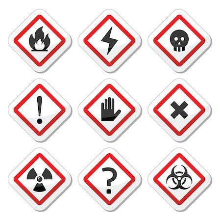 risk of death vector - Vector risk, danger icons set isolated on white Stock Photo - Budget Royalty-Free & Subscription, Code: 400-08077947