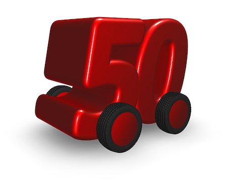 drizzd (artist) - the number fifty on wheels - 3d illustration Foto de stock - Royalty-Free Super Valor e Assinatura, Número: 400-08078004
