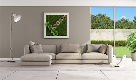 Contemporary lounge with elegant sofa on carpet - 3D Rendering Stockbilder - Microstock & Abonnement, Bildnummer: 400-08078054