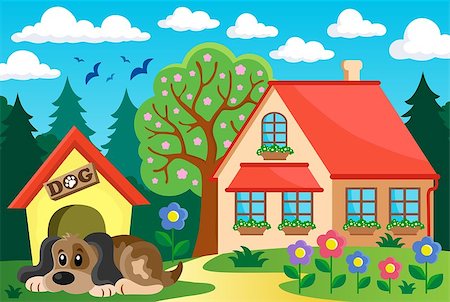 simsearch:400-08053244,k - House with dog theme 2 - eps10 vector illustration. Photographie de stock - Aubaine LD & Abonnement, Code: 400-08078252