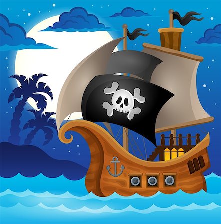 simsearch:400-07317425,k - Pirate ship topic image 2 - eps10 vector illustration. Foto de stock - Super Valor sin royalties y Suscripción, Código: 400-08078264