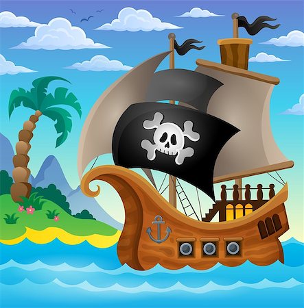 simsearch:400-07317425,k - Pirate ship topic image 3 - eps10 vector illustration. Foto de stock - Super Valor sin royalties y Suscripción, Código: 400-08078265