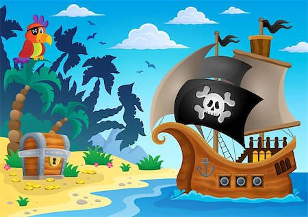 simsearch:400-04803943,k - Pirate ship topic image 5 - eps10 vector illustration. Stock Photo - Budget Royalty-Free & Subscription, Code: 400-08078267