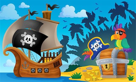 simsearch:400-04803943,k - Pirate ship topic image 6 - eps10 vector illustration. Stock Photo - Budget Royalty-Free & Subscription, Code: 400-08078268