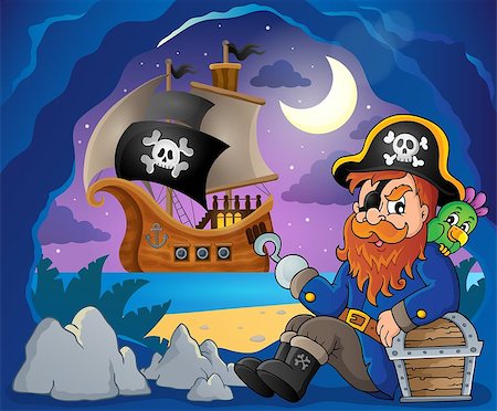 simsearch:400-08920059,k - Sitting pirate theme image 7 - eps10 vector illustration. Photographie de stock - Aubaine LD & Abonnement, Code: 400-08078274
