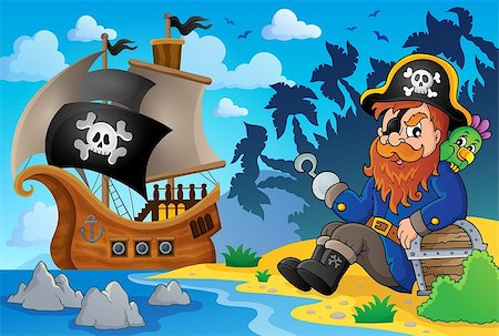 simsearch:400-08920059,k - Sitting pirate theme image 8 - eps10 vector illustration. Photographie de stock - Aubaine LD & Abonnement, Code: 400-08078275