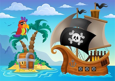 simsearch:400-07317425,k - Small pirate island theme 2 - eps10 vector illustration. Foto de stock - Super Valor sin royalties y Suscripción, Código: 400-08078277