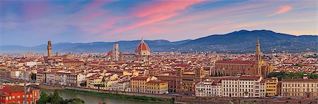 simsearch:400-08256817,k - Panoramic image of Florence, Italy during beautiful sunrise. Foto de stock - Super Valor sin royalties y Suscripción, Código: 400-08070196