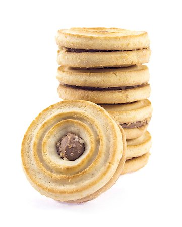 simsearch:400-07212397,k - Sandwich biscuits, filled with chocolate, isolated on white background Foto de stock - Super Valor sin royalties y Suscripción, Código: 400-08070304