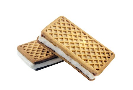 simsearch:400-06854949,k - Vanilla and cookie ice cream sandwich bar on white background. Stockbilder - Microstock & Abonnement, Bildnummer: 400-08070346