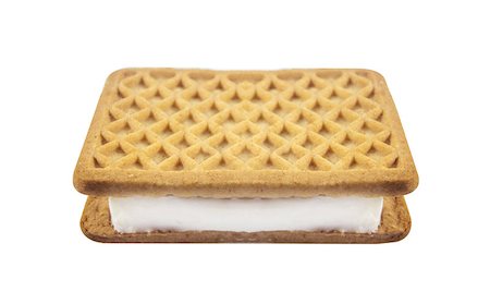 simsearch:400-06854949,k - Vanilla and cookie ice cream sandwich bar on white background. Stockbilder - Microstock & Abonnement, Bildnummer: 400-08070341