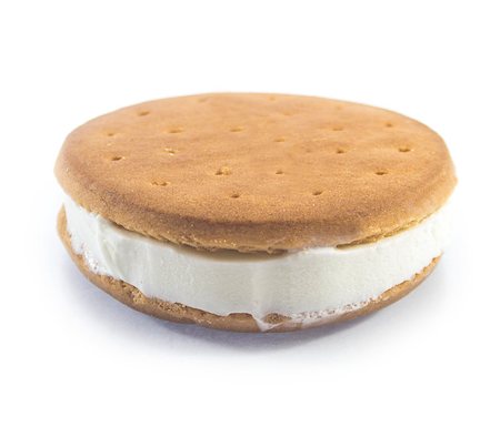 simsearch:400-06854949,k - Vanilla and cookie ice cream sandwich bar on white background. Stockbilder - Microstock & Abonnement, Bildnummer: 400-08070367