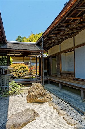 Stone garden at Historical Monuments of Ancient Kyoto UNESCO World Heritage site Stock Photo - Budget Royalty-Free & Subscription, Code: 400-08070463