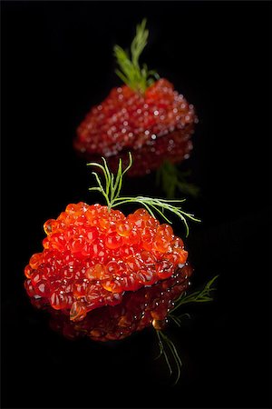 simsearch:400-08070549,k - Luxury food. Caviar isolated on black background decorated with dill. Stockbilder - Microstock & Abonnement, Bildnummer: 400-08070598