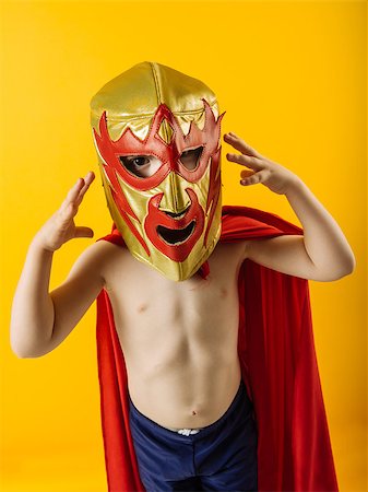 Photograph of a 4 year-old dressed as a Mexican wrestler or Luchador. Stock Photo - Budget Royalty-Free & Subscription, Code: 400-08071094