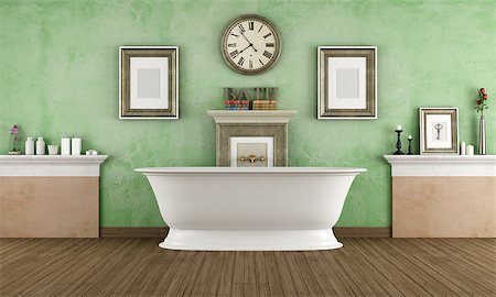 Vintage bathroom with classic bathtub - 3d Rendering Stock Photo - Budget Royalty-Free & Subscription, Code: 400-08071140