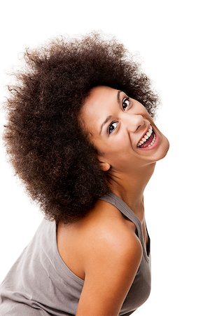 simsearch:400-06065810,k - Happy Afro-American young woman isolated on white laughing Foto de stock - Super Valor sin royalties y Suscripción, Código: 400-08071629