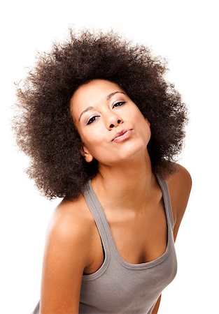 simsearch:400-06065810,k - Happy Afro-American young woman isolated on white sending a kiss Foto de stock - Super Valor sin royalties y Suscripción, Código: 400-08071643