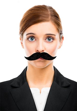 Beautiful blonde woman with a fake moustache Stock Photo - Budget Royalty-Free & Subscription, Code: 400-08071689