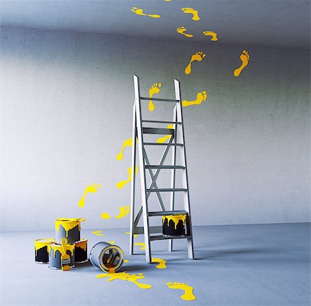 renovation painting in the white room. 3d concept Stock Photo - Budget Royalty-Free & Subscription, Code: 400-08072001