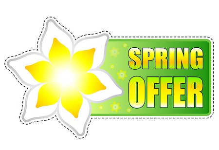 simsearch:400-07169053,k - spring offer banner - text in green label with white yellow flowers, business concept Stockbilder - Microstock & Abonnement, Bildnummer: 400-08072203