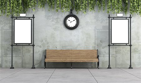 simsearch:400-08153824,k - Blank street billboards in old style on grunge wall - 3D Rendering Stock Photo - Budget Royalty-Free & Subscription, Code: 400-08072286