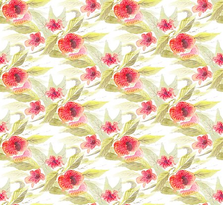 simsearch:400-08290626,k - Seamless pattern with watercolor flowers. Stock Photo - Budget Royalty-Free & Subscription, Code: 400-08072344