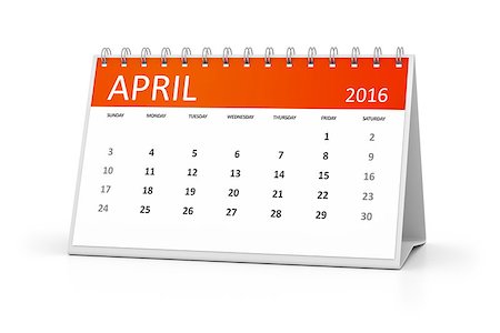 An image of a table calendar for your events 2016 April Stock Photo - Budget Royalty-Free & Subscription, Code: 400-08072409
