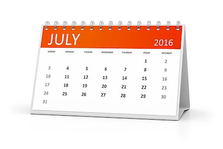 simsearch:400-08072406,k - An image of a table calendar for your events 2016 July Stock Photo - Budget Royalty-Free & Subscription, Code: 400-08072412