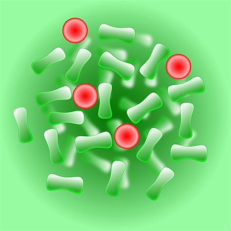 Red virus cells among other healthy green cells on green background with gradient Photographie de stock - Aubaine LD & Abonnement, Code: 400-08072594