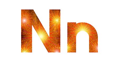 simsearch:400-08072648,k - Set of English letters signs uppercase and lowercase N, stylized gold and orange holiday firework with stars and flares, elements for web design. Photographie de stock - Aubaine LD & Abonnement, Code: 400-08072646