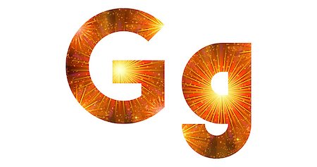 simsearch:400-08503840,k - Set of English letters signs uppercase and lowercase G, stylized gold and orange holiday firework with stars and flares, elements for web design. Photographie de stock - Aubaine LD & Abonnement, Code: 400-08072648