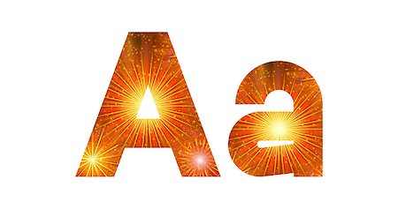 simsearch:400-08340538,k - Set of English letters signs uppercase and lowercase A, stylized gold and orange holiday firework with stars and flares, elements for web design. Photographie de stock - Aubaine LD & Abonnement, Code: 400-08072649