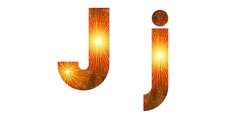 simsearch:400-08503845,k - Set of English letters signs uppercase and lowercase J, stylized gold and orange holiday firework with stars and flares, elements for web design. Foto de stock - Royalty-Free Super Valor e Assinatura, Número: 400-08072654