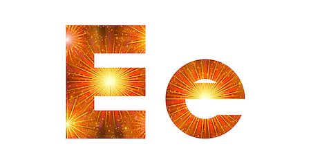 simsearch:400-08503845,k - Set of English letters signs uppercase and lowercase E, stylized gold and orange holiday firework with stars and flares, elements for web design. Foto de stock - Royalty-Free Super Valor e Assinatura, Número: 400-08072657