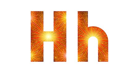simsearch:400-08503840,k - Set of English letters signs uppercase and lowercase H, stylized gold and orange holiday firework with stars and flares, elements for web design. Photographie de stock - Aubaine LD & Abonnement, Code: 400-08072650