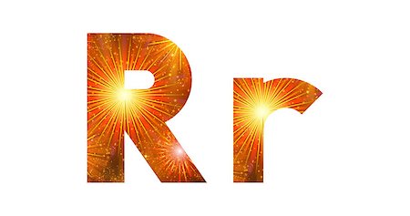simsearch:400-08503845,k - Set of English letters signs uppercase and lowercase R, stylized gold and orange holiday firework with stars and flares, elements for web design. Foto de stock - Royalty-Free Super Valor e Assinatura, Número: 400-08072664