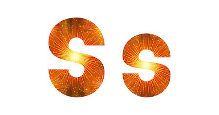 simsearch:400-08072648,k - Set of English letters signs uppercase and lowercase S, stylized gold and orange holiday firework with stars and flares, elements for web design. Photographie de stock - Aubaine LD & Abonnement, Code: 400-08072666