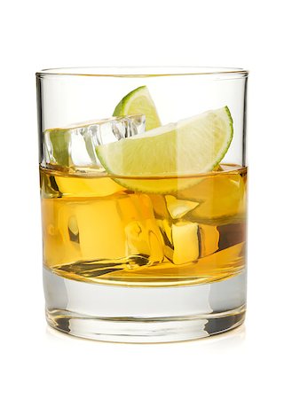 simsearch:400-06911038,k - Whiskey cocktail with lime. Isolated on white background Stock Photo - Budget Royalty-Free & Subscription, Code: 400-08072730