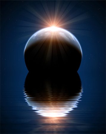 A beautiful space scene with planet and sun Stock Photo - Budget Royalty-Free & Subscription, Code: 400-08073434