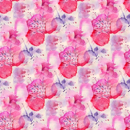 simsearch:400-08290626,k - Seamless pattern with watercolor flowers. Stock Photo - Budget Royalty-Free & Subscription, Code: 400-08073517