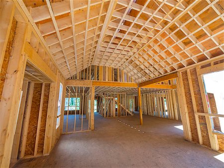 Interior framing of a new house under construction Fotografie stock - Microstock e Abbonamento, Codice: 400-08073580