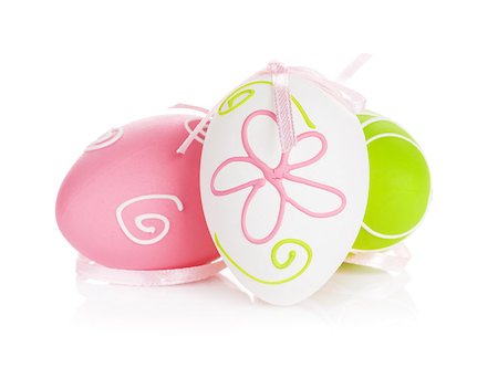simsearch:400-07921731,k - Easter eggs with ribbon. Isolated on white background Stock Photo - Budget Royalty-Free & Subscription, Code: 400-08073924