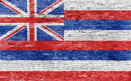 simsearch:400-07933897,k - Flag of Hawaii painted on brick wall Fotografie stock - Microstock e Abbonamento, Codice: 400-08073962
