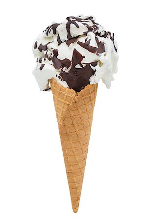 simsearch:400-06081324,k - ice cream with chocolate topping isolated on white background, selective path included in the file. Stock Photo - Budget Royalty-Free & Subscription, Code: 400-08094061