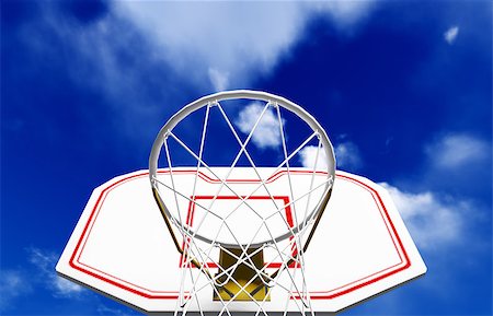 simsearch:400-08318640,k - Basketball hoop isolated on blue sky Foto de stock - Super Valor sin royalties y Suscripción, Código: 400-08094166