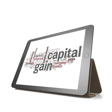 simsearch:400-07989215,k - Capital gain word cloud on tablet image with hi-res rendered artwork that could be used for any graphic design. Photographie de stock - Aubaine LD & Abonnement, Code: 400-08094258